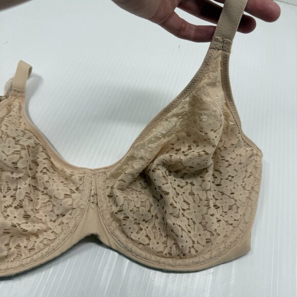 Chantelle Lace Underwire Bra 32F Beige Full Cup Supportive Unlined Floral Sheer - Picture 3 of 7